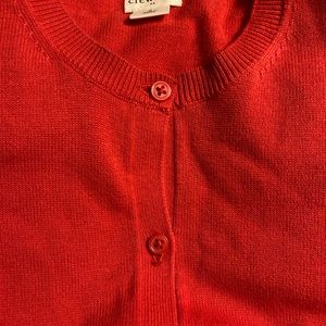 A classic girls size 8 cardigan, perfect match for the holiday dress. Feels soft